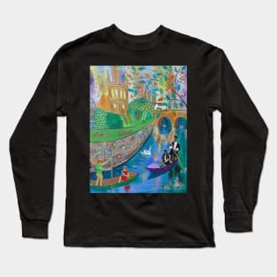 Punting by Magdalen Bridge, Oxford Long Sleeve T-Shirt